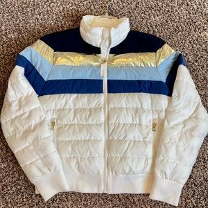 GAP Puffer Coat - Navy, Gold, Blues - Size M